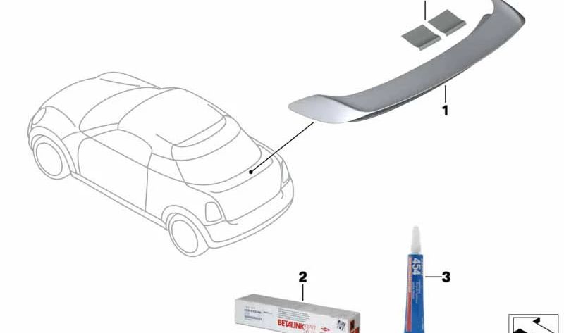 Juego de tiras decorativas portón trasero OEM 51142759661 para MINI R56, R58. Original MINI.