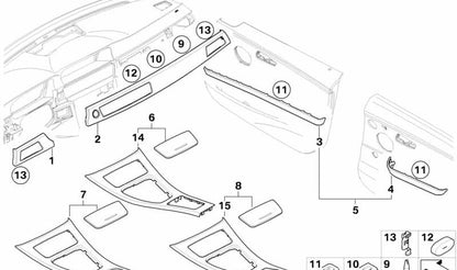 Listón decorativo puerta delantera izquierda para BMW Serie 3 E90N, E91N (OEM 51419179965). Original BMW