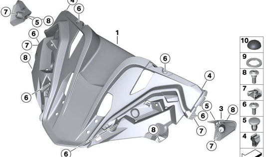 Rechte Carenated Cover 46638548488 für BMW Motorrad R 1200 RT (RK52) 2013-2018 und R 1250 RT (RK52) 2018-2020. Originaler Ersatz BMW Motorrad.