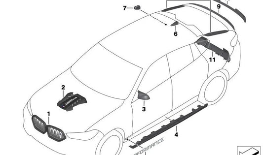 OEM 51625A61B49 carbon rear spoile for BMW X6 F96N and G06N. Original MS Performance Accessory BMW.