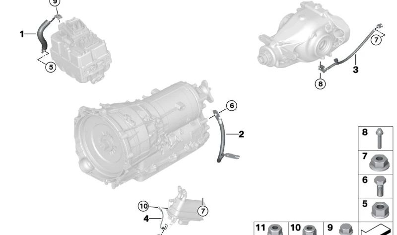 Banda antivibración para diferencial trasero OEM 61298742026 para BMW G20, G21. Original BMW.
