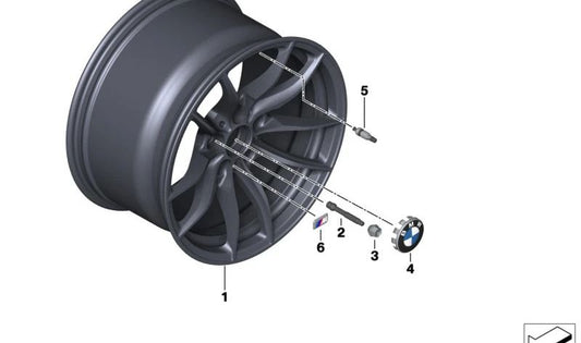 Front wheel screw OEM 36108342847 for BMW {E81, E82, E87, E88, E90, E91, E92, E93, E84, F20, F21, F22, F23, F30, F31, F32, F3 3, F34, F36, F10, F11, F07, F13, F12, F01, F02, G30, G31, G32, G11, G12, G15, G14}. Original BMW.