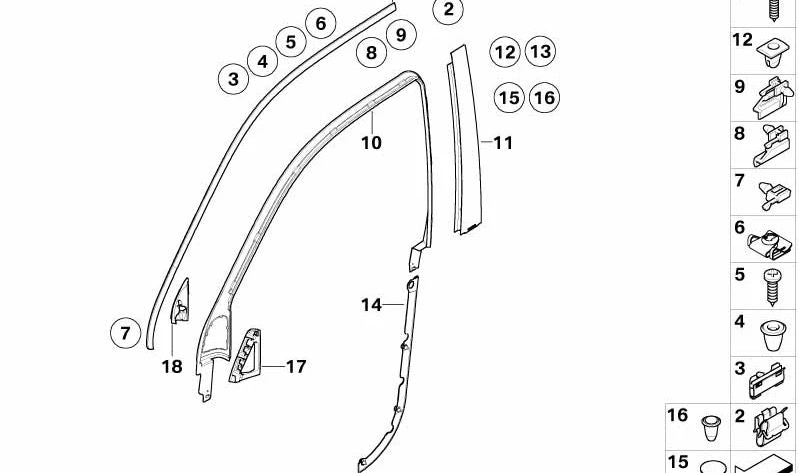 Clip de sujeción OEM 51328408634 para BMW X5 E53. Original BMW.
