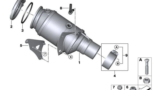 OEM ESCAPLA CLAMP 18308608163 per BMW I12, I12N, I15. BMW originale BMW. Diametro 75,7 mm. Ideale per impostare sezioni del sistema di scarico senza conoscenze meccaniche avanzate.