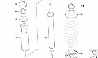 OEM rear shock absorber 33526771555 for BMW E81, E87, E87N. Original BMW.