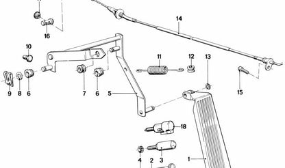 Cable acelerador OEM 35411152313 para BMW E23 728i, 728iS y 732i (modelos entre 1977 y 1986). Original BMW.