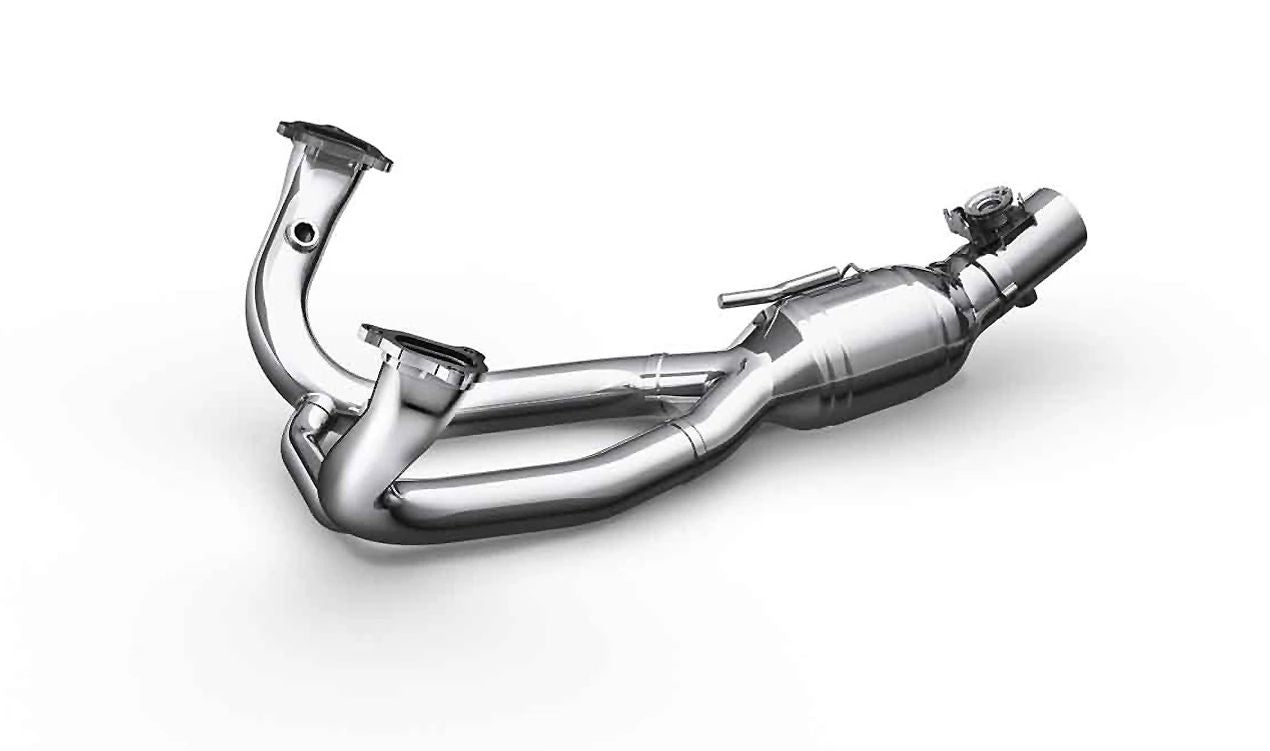 Collettore di scarico cromato OEM 18519829769 per moto BMW R 1250 GS, R 1250 GS Adventure, R 1250 RT, R 1250 R, R 1250 RS. BMW Motorrad originale.