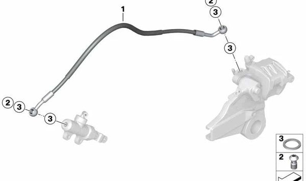 Latiguillo de freno trasero OEM 34327710821 para BMW Motorrad S 1000 RR (SK46) 2009-2014. Original BMW Motorrad.