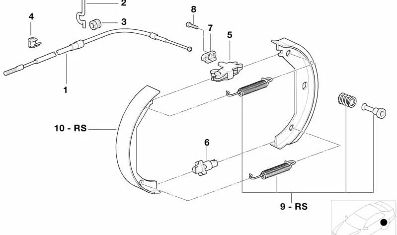 Cable freno de mano izquierdo OEM 34401166234 para BMW E39. Compatible con todos los modelos de la serie 5 E39. Original BMW.