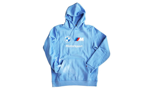 Sudadera con capucha BMW Motorsport original PUMA talla XXL, referencia OEM 62130105XXL. Diseño deportivo con capucha forrada, ideal para fans de BMW Motorsport. Producto oficial de la colección 2023.