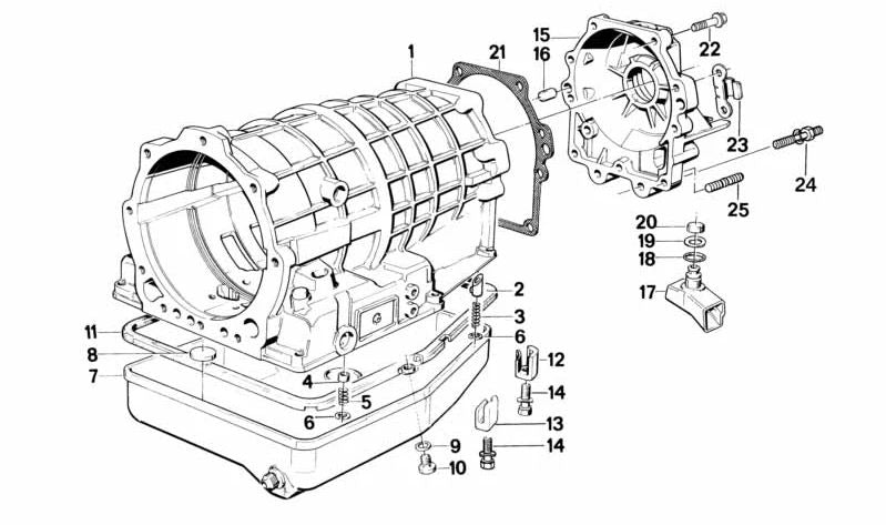Junta sin amianto OEM 24111215463 para BMW E30, E28, E34, E24, E23, E32 y E31. Pieza original BMW. Ideal para caja de cambios automática ZF 4HP22/24.