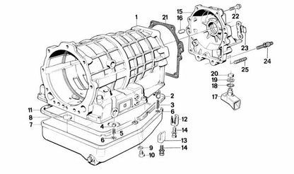 Junta sin amianto OEM 24111215463 para BMW E30, E28, E34, E24, E23, E32 y E31. Pieza original BMW. Ideal para caja de cambios automática ZF 4HP22/24.