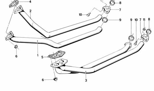 Tubo de escape delantero OEM 18111175381 para BMW E12 535i y BMW E24 635CSi (todas las versiones). Original BMW.
