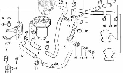 Tubo flexible de admisión OEM 11721704089 para BMW E31. Original BMW.
