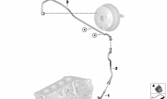Tubo de vacío OEM 11667598230 para BMW F07, F10, F11, F06, F12, F13, F01, F02. Compatible con versiones 520d, 530d, 535d y xDrive. Original BMW.