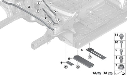 Barra de refuerzo (Domstrebe) OEM 51617455550 para BMW F40, F44 y MINI F54. Refuerzo de carrocería original BMW y MINI.