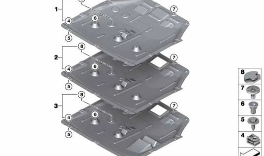 Apantallado compartimiento motor OEM 51758491847 para MINI F56 BEV, F56 BEV LCI, Cabrio F57 BEV... y más. Original MINI.