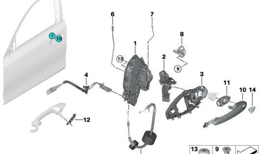 Asta di guida della porta d'ingresso destra per BMW F44 (OEM 51217474342). BMW originale