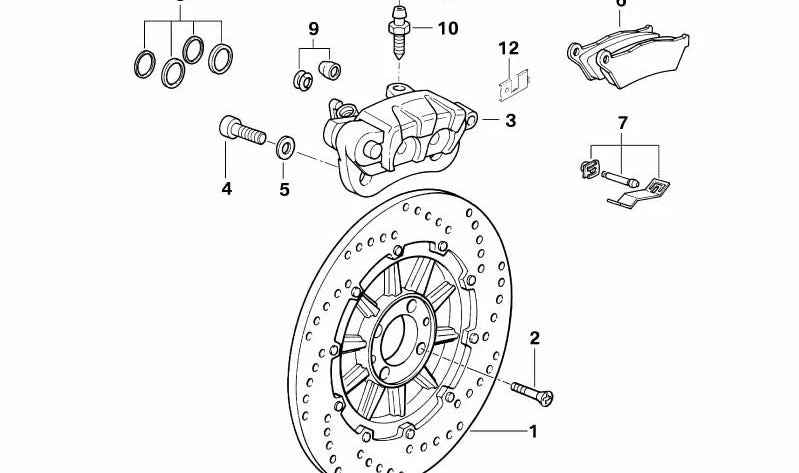 Disco de freno trasero OEM 34212331279 para BMW Motorrad R 1150 GS, R 1150 GS Adventure, R 1150 R, R 1150 RS, R 1150 RT, R 850 R. Original BMW Motorrad.