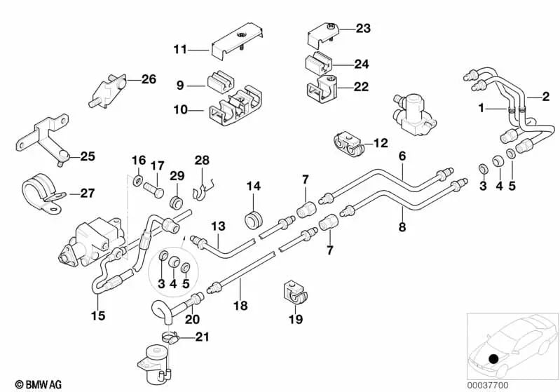 Tubería de retorno para BMW Serie 7 E38 (OEM 37131091126). Original BMW.