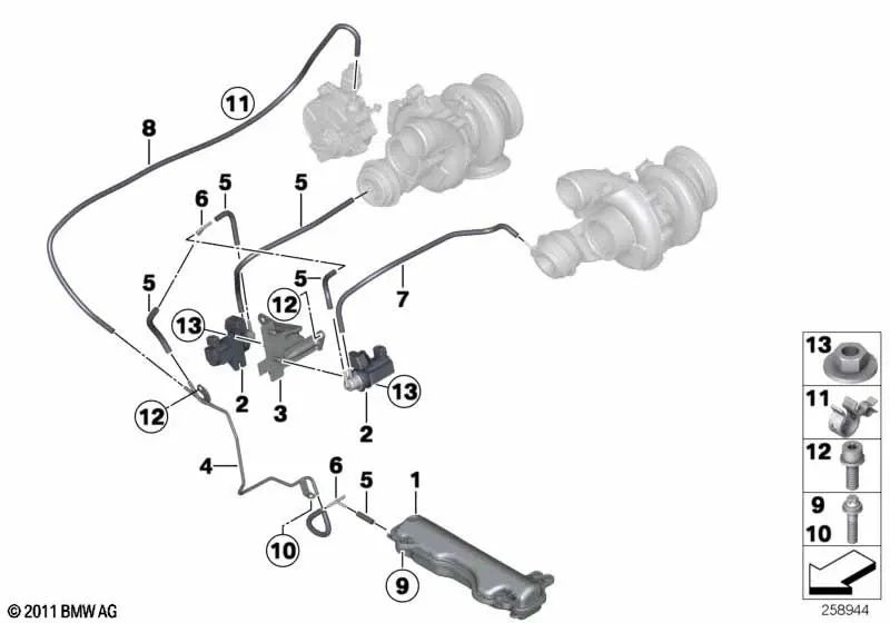 Tubo sottovuoto nero per BMW F10, F06, F12, F13 (OEM 11657847293). BMW originale
