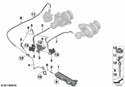 Tubo sottovuoto nero per BMW F10, F06, F12, F13 (OEM 11657847293). BMW originale