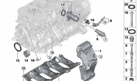 Suporte ao motor OEM 11167619250 para BMW F20, F21, F22, F23, F30, F31, F34, F32, F33, F36, F10, F11, G30, G31, G11, G12, F25, G01, F26, G30. BMW original.