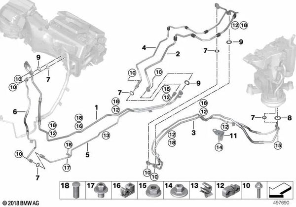Tubería aspiración bajo piso parte 1 OEM 64536813590 para BMW X7 G07. Original BMW.