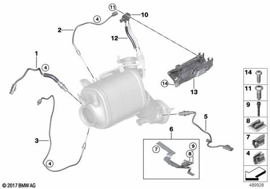 Lambda -Sensor für BMW G30, G31, G32, G11, G12, G12, G12N, G14, G15, G16, G01, G01N, G02, G02N, G05, G07 (OEM 13628589097). Original BMW