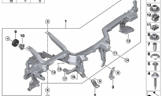 M8X58 OEM -Sechskantschraube 07149180628 für BMW F10, F11, F07 (520d, 528i, 530d). Verwendet in der Dashboard -Unterstützung. Original BMW Stück.