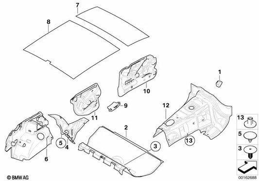 Akustische Isolierung linker hintere Tür für BMW E87, E87N (OEM 51487160951). Original BMW