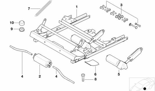 Motor del ajuste de altura del asiento derecho OEM 67317027214 para BMW E52 (Z8). Pieza original BMW.