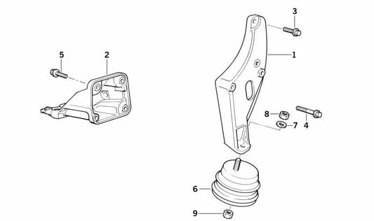Soporte motor izquierdo OEM 11811139424 para BMW E34 525td y 525tds con motor M51. Compatible con versiones manuales y automáticas. Original BMW.