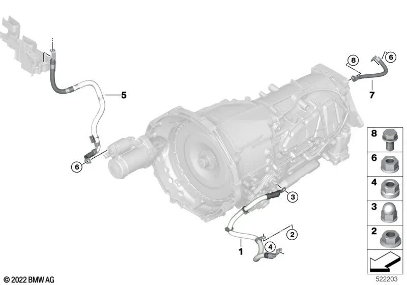 Ground Cable for BMW 5 Series G60, 7 Series G70 (OEM 12425A121F3). Original BMW