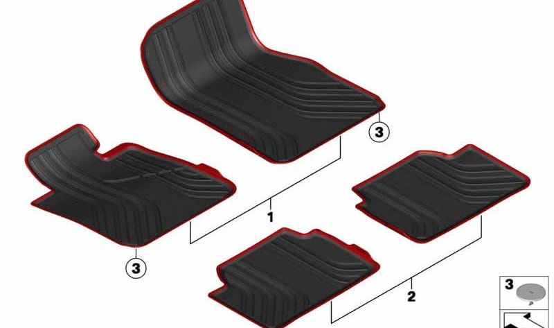 Alfombrillas de goma delanteras OEM 51472287856 para BMW Serie 2 Active Tourer F45, F45N y Gran Tourer F46, F46N (volante a la derecha). Color antracita. Original BMW.
