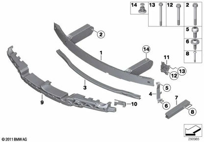 Soporte parachoques delantero inferior para BMW F06, F12, F13 (OEM 51118050509). Original BMW