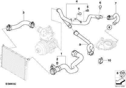 Manguera de agua para BMW E53 X5 (OEM 11532248057). Original BMW
