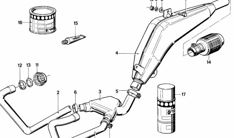 Tubo de escape negro izquierdo OEM 18114257505 para BMW E46 M3. Original BMW.