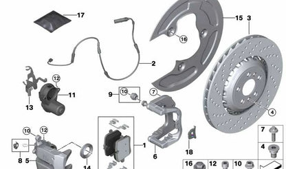 Disco de freno cerámico de carbono izquierdo OEM 34217991107 para BMW F90, F90N, F91, F92, F93. Original BMW.