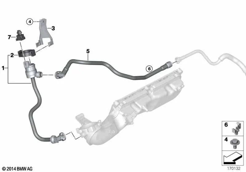 Suporte de válvula de ventilação do tanque para BMW Série 5 F07, F10, F11 Série 6 F12, F13 Série 7 F01, F02, F04, X5 E70N, X6 E71, E72 (OEM 13907576190) BMW originais.
