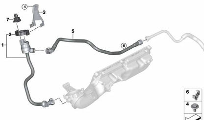 Tubo de ventilación del depósito OEM 13907567396 para BMW F07, F10, F11, F12, F13, F01, F02, F04. Original BMW.