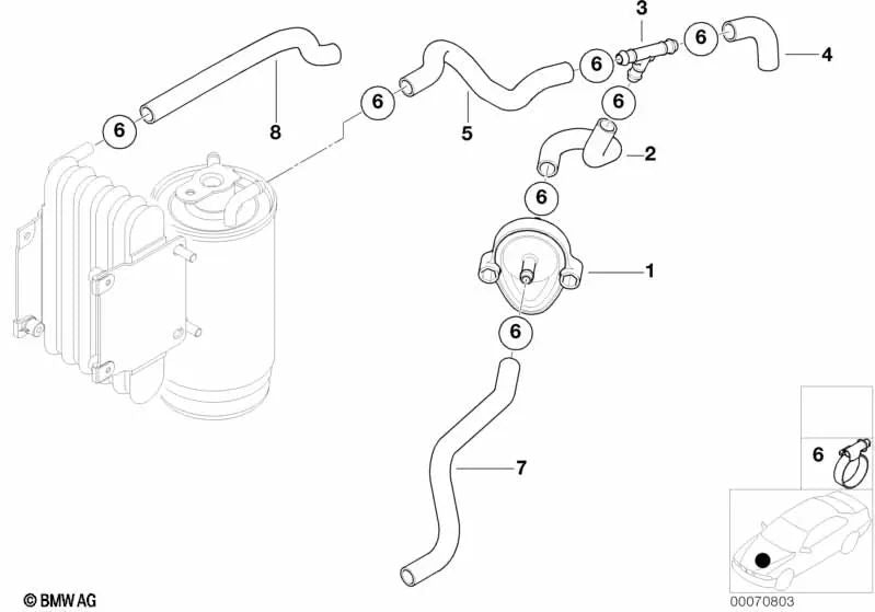 Verteilerstück for BMW E30, E28, E34, E39, E32, E31, E52 (OEM 16121182197). Genuine BMW