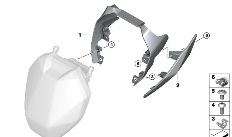 Revestimiento faro central OEM 46638382579 para motos BMW R 1250 R, R 1200 R. Original BMW Motorrad.