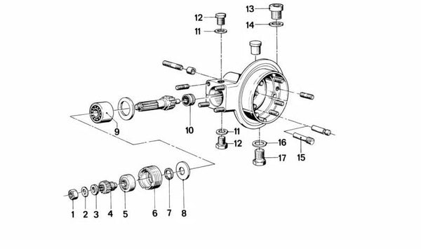 Rodamiento de agujas OEM 33121230244 para BMW Motorrad R248 (R50). Pieza original BMW.