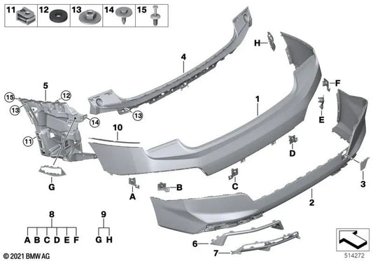 Rear left panel for various BMW I20 models (OEM 51125A0A147). Original BMW.