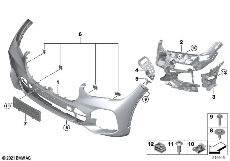 Front license plate holder for BMW G05, G18 (OEM 51118069224). Genuine BMW.