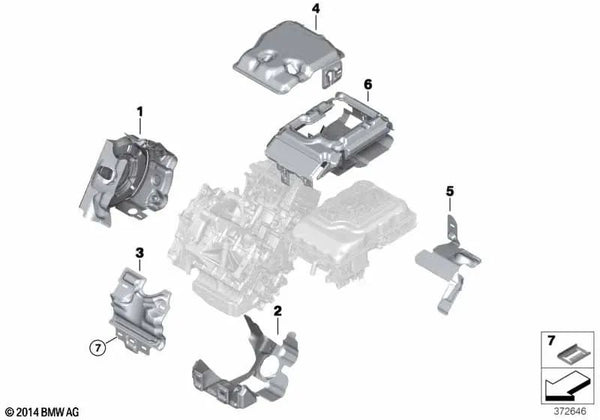 Cubierta cárter de aceite del motor delantera OEM 17738535502 para BMW i3 (I01), i3 120Ah Rex, i3 60Ah Rex, i3 94Ah Rex. Original BMW.