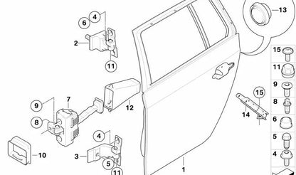 Bisagra inferior trasera izquierda OEM 41527200245 para BMW E60, E60N, E61, E61N. Repuesto original BMW.