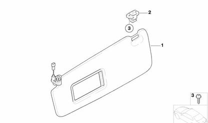 Soporte de visera parasol OEM 51169151525 para BMW E39, E38, E65, E66, E53. Original BMW.