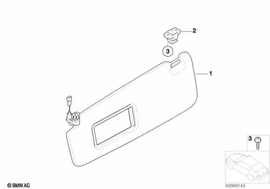 Soporte para visera parasol para BMW Serie 7 E65, E66 (OEM 51169151526). Original BMW.